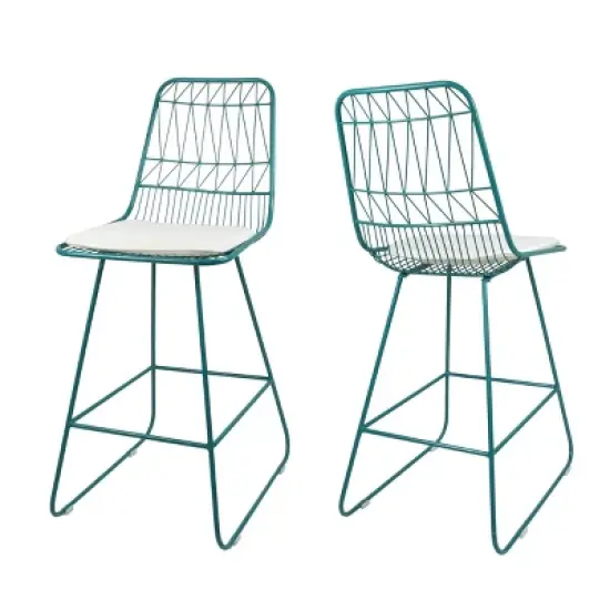 Set of 2 Walcott Modern Iron Counter Height Barstools - Christopher Knight Home image {7}
