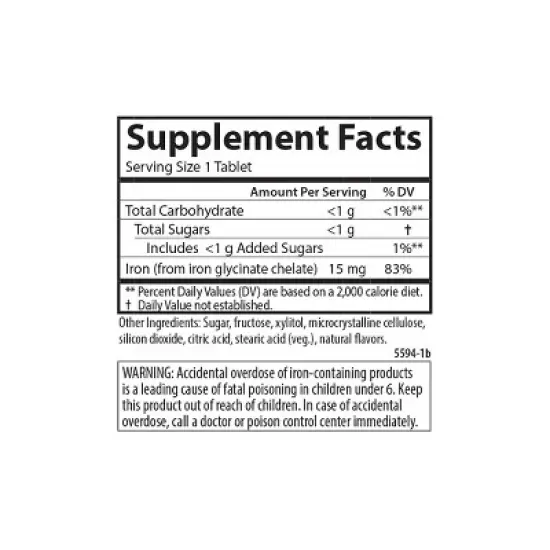 Carlson - Kid's Chewable Iron, 15 mg, Superior Absorption, Blood Health, Energy Production, Strawberry Flavor image {4}