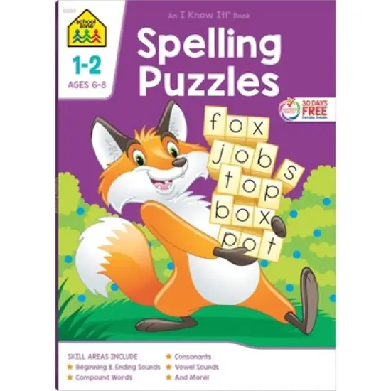 School Zone Spelling Puzzles Grades 1-2 Workbook - (Paperback) image {7}