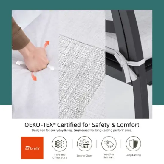 Christopher Knight Home Miles 7 Piece Modern Patio Upholstered&nbsp;Aluminum Dining Set with Sunbrella Cushions and 59&rdquo; Rectangular Table image {3}