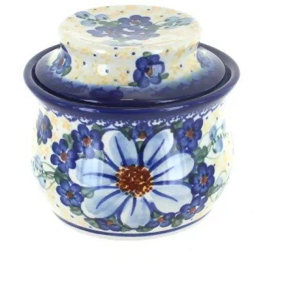 Blue Rose Polish Pottery 549 Vena French Butter Dish image {3}