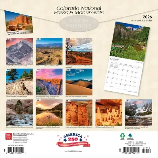 BrownTrout Colorado National Parks and Monuments 2026 12"x24" Hanging Square Wall Calendar Plastic-Free image {1}