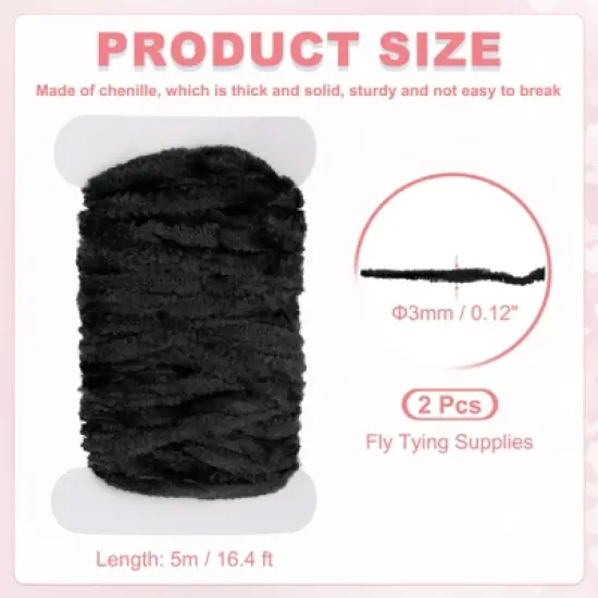 Unique Bargains Rayon Chenille Thick Thread Material Fly Tying 16.4ft 2 Pcs image {1}