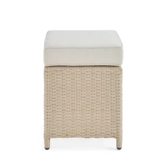 2pk All-Weather Wicker Canaan Outdoor Square Stools with Cushions Brown - Alaterre Furniture image {3}