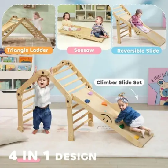 INFURNIC Baby Activity Gyms, Indoor Toddler Climbing Toys with Ramp and Seesaw, 4-in-1 Climbing Toys for Toddlers, Multicolored, 27.6"*11.8"*35" image {2}