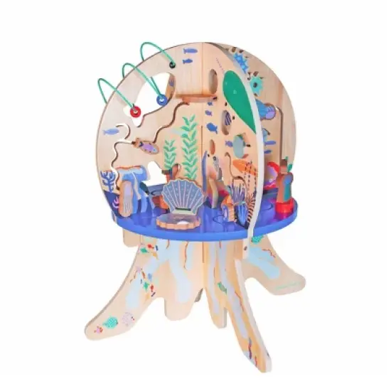 Manhattan Toy Deep Sea Adventure Wooden Toddler Activity Center with Clacking Clams, Spinning Gears, Gliders and Bead Runs image {2}