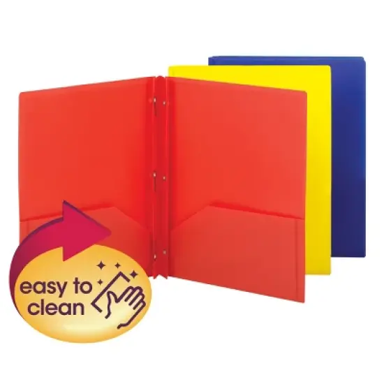 Smead Poly Two-Pocket Folder with Tang Style Fasteners, Letter Size, 3 per Pack image {4}