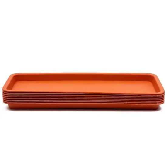 Juvale 8 Pack Large Plastic Plant Drip Trays for Watering, Rectangular Planter Saucer Pans for Indoors, Outdoors, Terracotta Red, 17x7 in image {6}