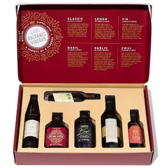 Thoughtfully Gourmet, Balsamic Vinegar Gift Set, Flavors Include Fig, Chili, Garlic and More, IGP Certified, Crafted in Modena, Italy, Set of 6 image {2}