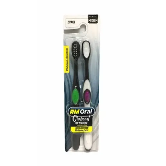 RM Oral Charcoal 360 WhiteningToothbrush, Medium Bristles, 2Ct image {3}