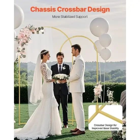 VEVOR Wedding Arch Backdrop Stand, 7.2FT & 4FT, Set of 2 Stand with Case Connection & Chassis Crossbar Design image {4}