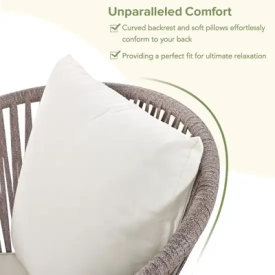 FIONECA 7-Piece Outdoor Patio Dining Set with Acacia Wood Tabletop & Metal Frame, All-Weather Chairs for Garden, Backyard, Balcony &uml;C Beige image {4}