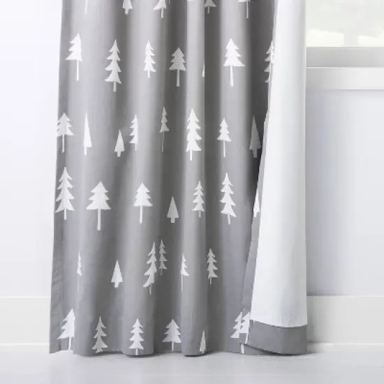 Blackout Curtain Panel Trees - Cloud Island Gray image {4}