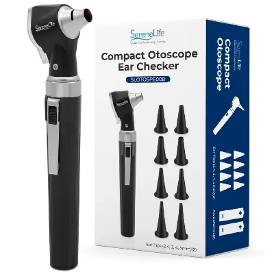SereneLife 6.5" Fiber Optic Internal Ear Inspection Instrument - Otoscope with LED Light, 3x Magnification, Washable Tips image {7}