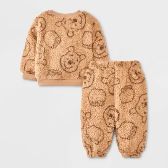 Baby Boys' 2pc Disney Winnie The Pooh Cozy Pullover & Pants Set - Tan image {1}