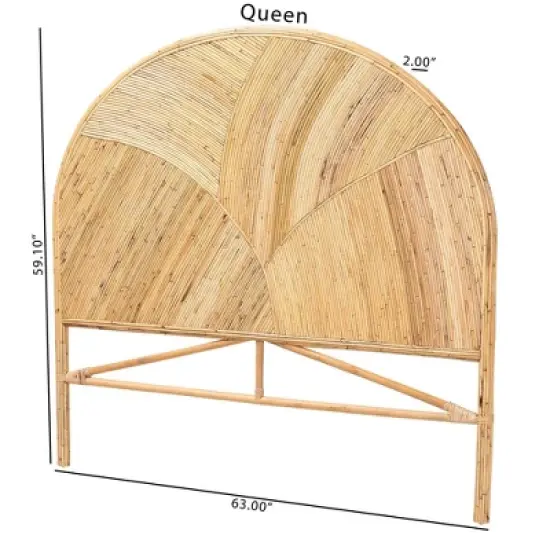 bali & pari Queen Seana Rattan Standalone Headboard Honey: Artisan-Crafted, Bohemian Design, No Mount Needed image {7}