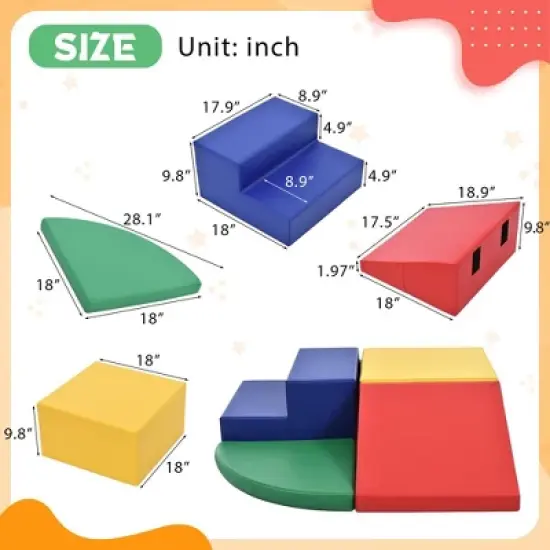 4-Piece Set Climbing Toys for Toddlers 1-3 and Climb Foam Play Set Babies Foam Blocks Toddler Climbing Toys for Crawling Climbing and Sliding image {3}