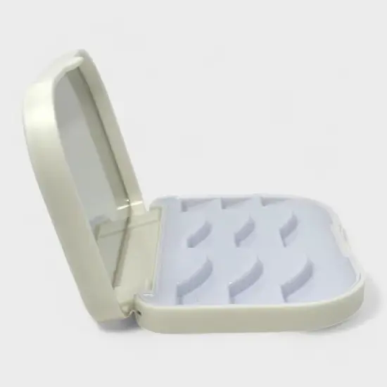 Spa Essentials False Eyelash Organizer Case with Mirror Mini Empty Eyelashes Travel Storage Box - Holds 3 Pairs - White image {3}