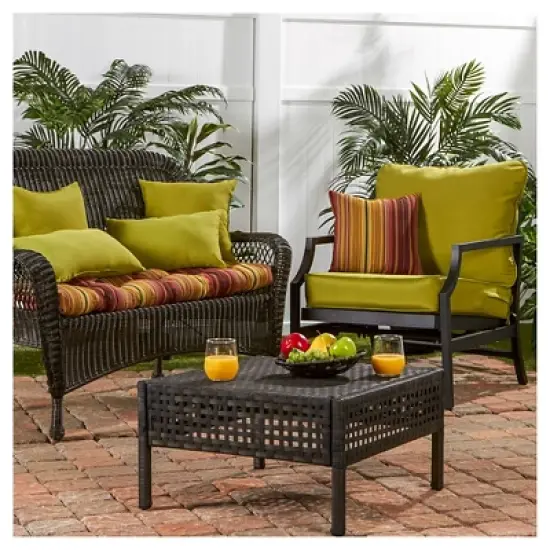 Kinnabari Stripe Outdoor Swing and Bench Cushion - Kensington Garden image {2}