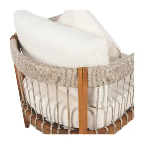 Christopher Knight Home Clifton Patio Rustic Acacia and Rope Upholstered Club Chair with Curved Back image {7}