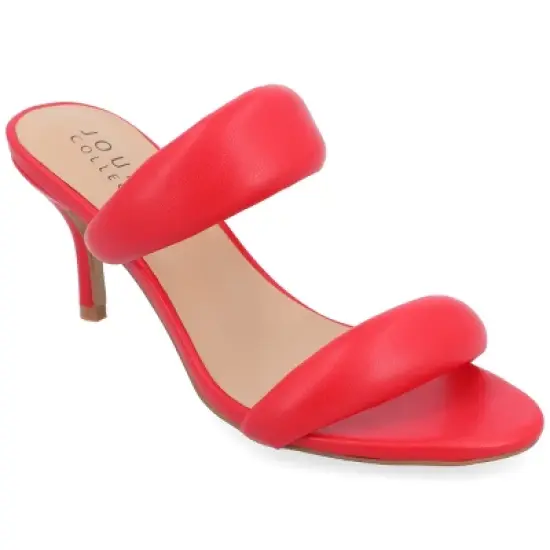 Journee Collection Womens Mellody Light Puff Strap Slip On Open Toe Pumps image {10}