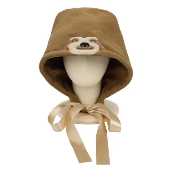 Novelty Beanie 3D Sloth Hood with Chin Ties Beanie image {3}