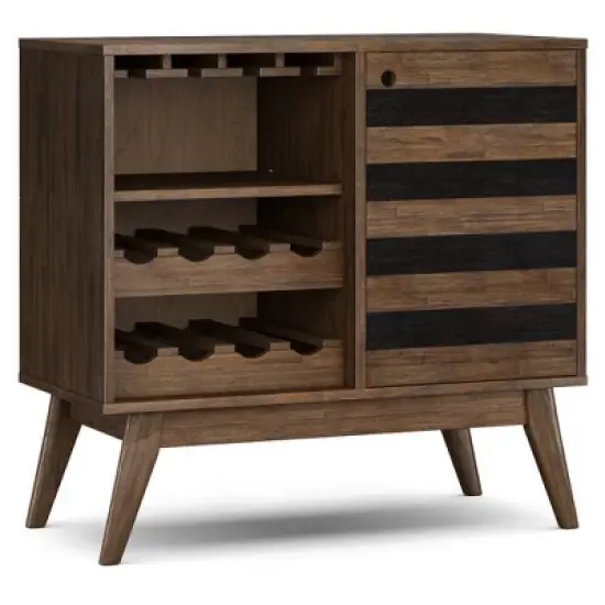 WyndenHall Wright Wine Cabinet Rustic Natural Aged Brown: Storage for 12 Bottles, Stemware Rack image {11}