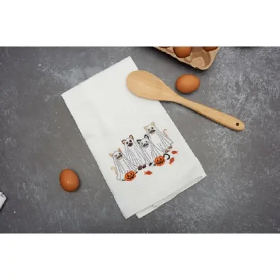 C&F Home Ghost Costume Cats Halloween 100% Cotton Waffle Weave Kitchen Dishtowel image {1}