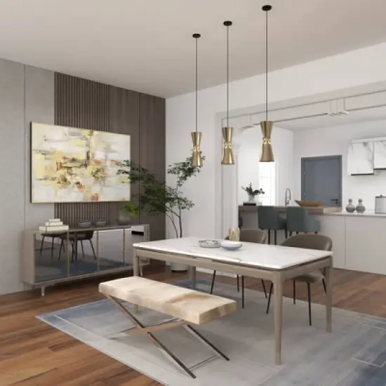 Contemporary Stainless Steel Cowhide X-Bench Beige - Olivia & May image {21}