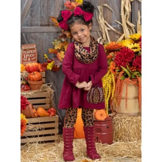 Girls Wild Pumpkin Vibes Tunic, Leggings & Scarf Set - Mia Belle Girls image {5}
