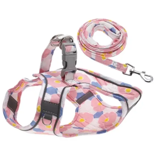 Unique Bargains Dog Harness and Leash with Reflective Strip Small Pink 1 Set image {6}