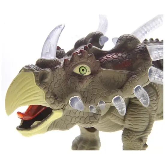 Insten Triceratops Walking Dinosaur Toy, Jurassic Dino With Lights And Sounds, Green image {1}