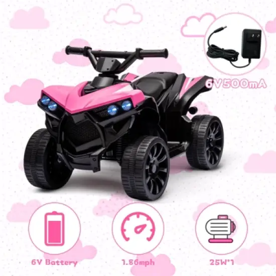 6V Kids Ride-on Toy, 4-Wheeler ATV Play Car with 1.86mph Max Speed image {5}