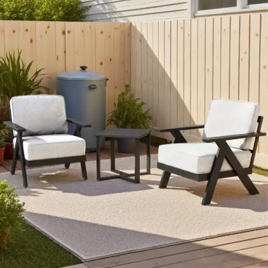 YARDSIGHT 3-Piece Patio Furniture Set, Aluminum Outdoor Bistro Set with 2 Armchairs & Side Table, Weather-Resistant Cushions for Balcony, Deck, Porch image {1}