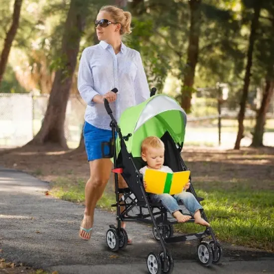 Infans Baby Lightweight Stroller, Compact Travel Stroller, Adjustable Backrest & Canopy, Foldable Umbrella Stroller for Toddlers, Green image {2}