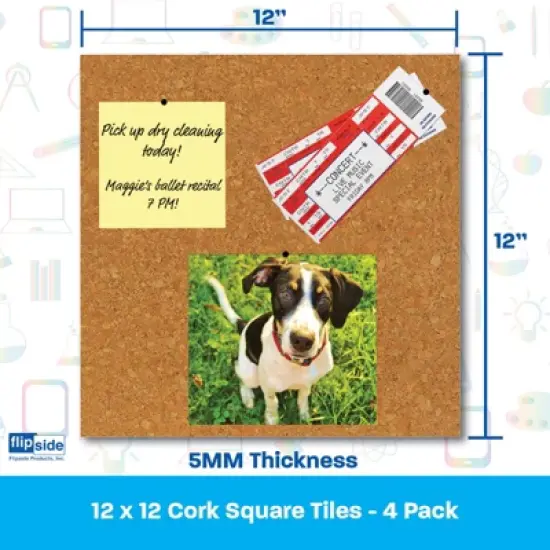Flipside Products Cork Tiles, 12" x 12", Set of 4 image {3}