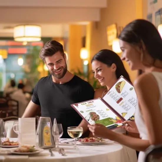 WeChef 30 Packs Restaurant Menu Covers 8.5 x 11" Triple Fold 3 Pages 6 Views Burgundy Red image {8}