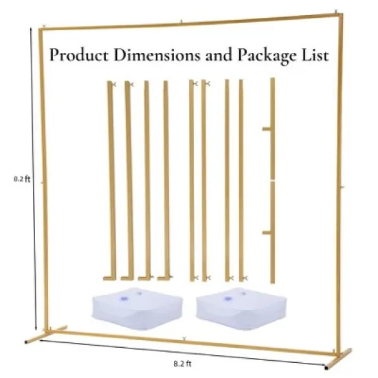 8x8 FT Square Wedding Backdrop Stand, Metal Balloon Arch Stand for Party and Ceremony, Square image {1}