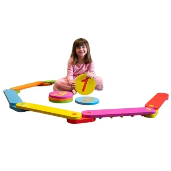 Bintiva Solid Wood Obstacle Course Set &ndash; Interactive Motor Skills Play System with Color and Number Bases image {3}