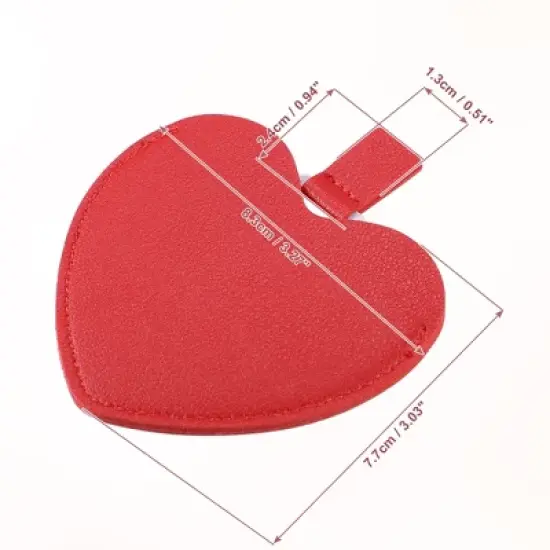 Unique Bargains Stainless Steel Heart Shaped Compact Makeup Mirror and PU Leather Case image {3}