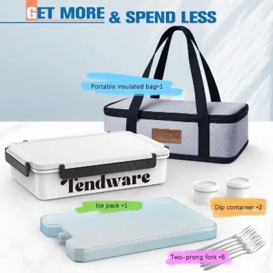 Tendware Chilled Portable Snackle Box Container  Insulated Bag 12 Compartment Divided Serving Tray Summer Beach Essentials Charcuterie Road Trip image {5}