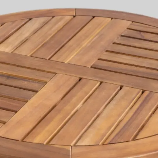 Lindy 3pc Acacia Wood and Wicker Bistro Set - Teak/Cream - Christopher Knight Home image {4}