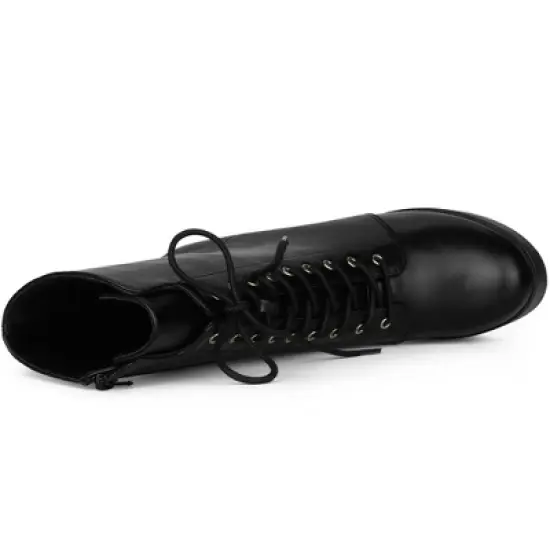 Allegra K Women's Platform Lace Up Chunky Heels Combat Boots image {4}