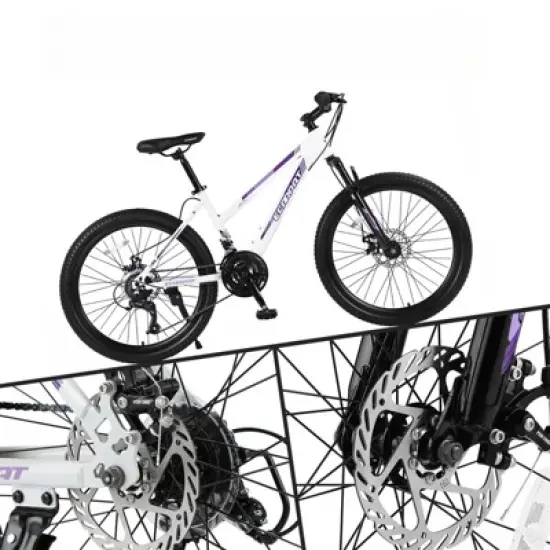 DSVIMOY Bicycles, 26 inch Mountain Bike for Teenagers Girls Women, 21-Speed Mountain Bike with Dual Disc Brakes, White, 65"*24.8"*37.4" image {3}