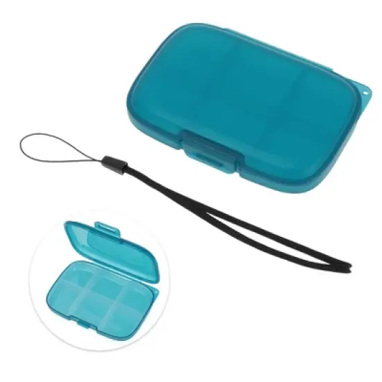 Unique Bargains 6 Grids Single Layer Pill Box with Hanging Rope 1 Pc image {2}