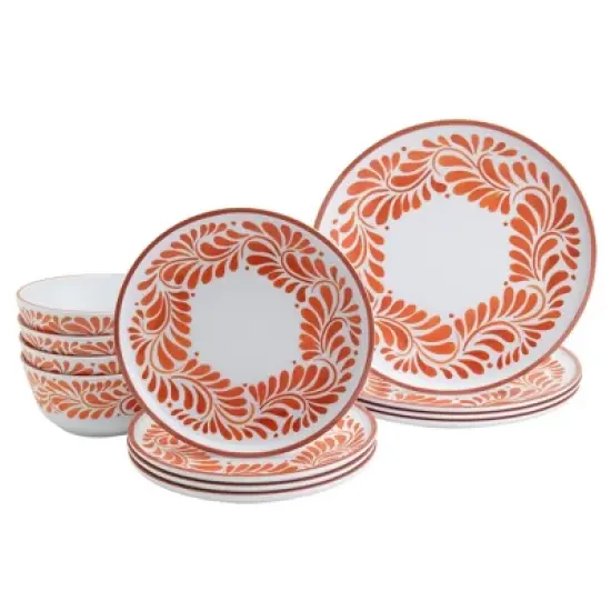Infuse 12pc Melamine Dinnerware Set Orange image {5}