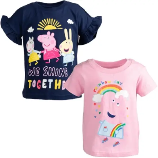 Peppa Pig Girls 2 Pack Graphic T-Shirts Toddler to Little Kid image {11}