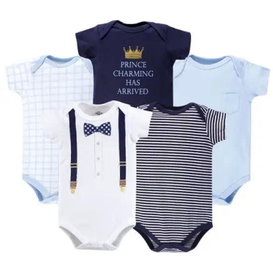 Little Treasure Baby Boy Cotton Bodysuits 5pk, Prince Charming image {1}