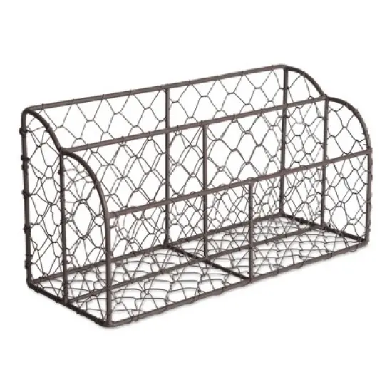 Design Imports Rustic Bronze Chicken Wire Metal Desktop Letter Holder image {7}