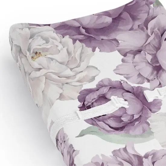 Sweet Jojo Designs Girl Changing Pad Sheet Peony Floral Garden Lavender Purple and Ivory image {3}